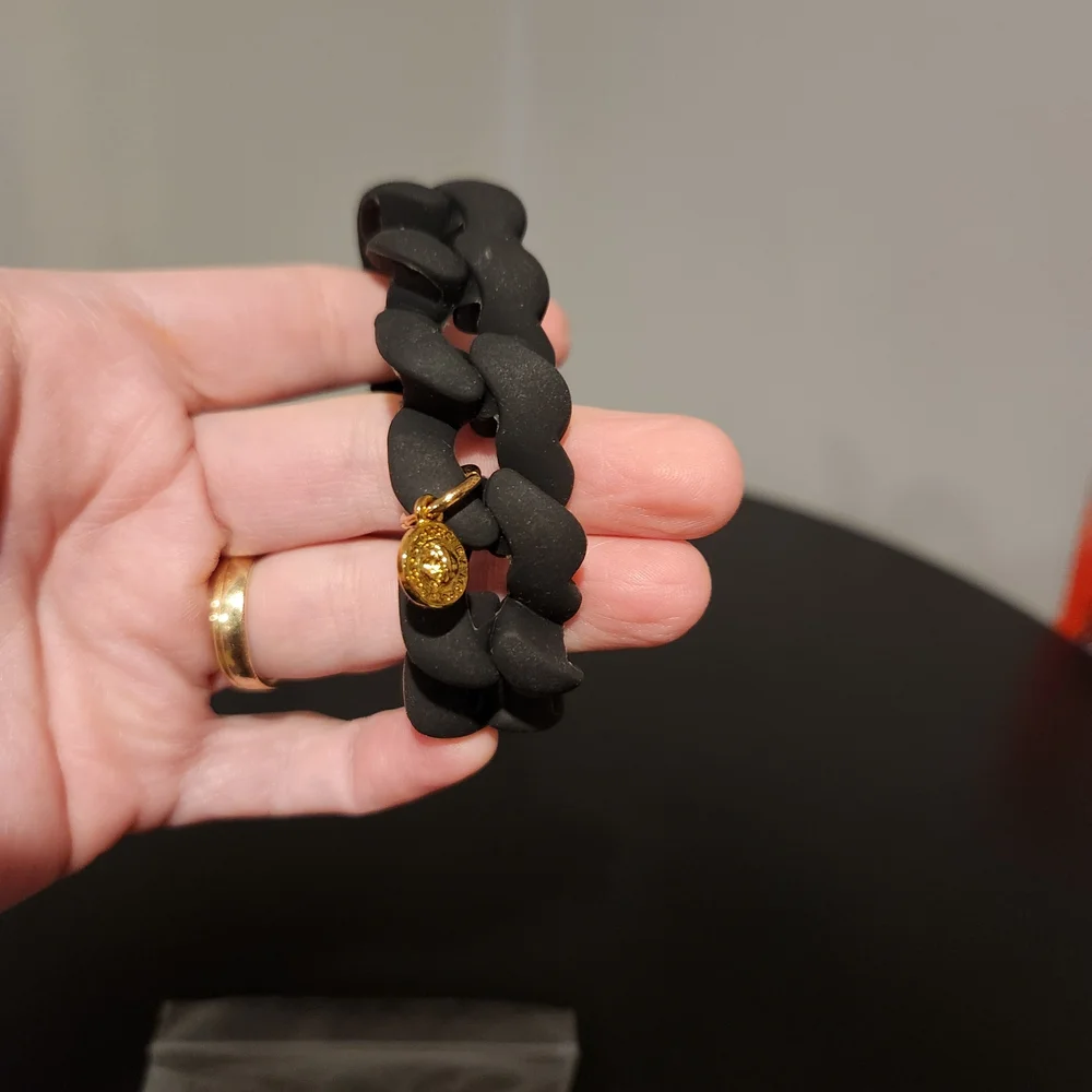 Marc Jacobs Black Silicone Bracelet with Gold Charm - Picture 3 of 3